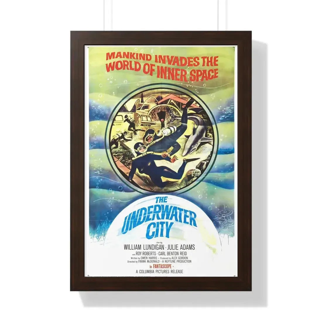 THE UNDERWATER CITY 1962 - Framed Movie Poster 16″ x 24″ Walnut - The Sticker Space