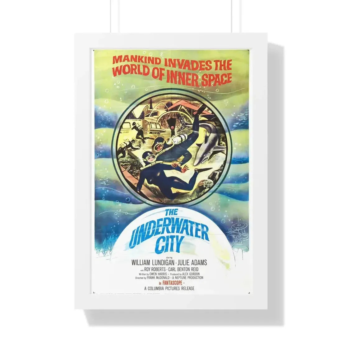 THE UNDERWATER CITY 1962 - Framed Movie Poster 16″ x 24″ White - The Sticker Space