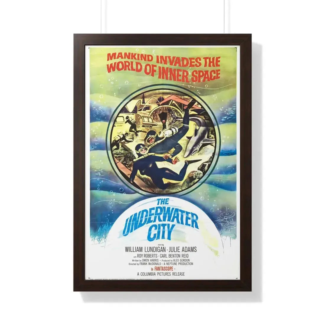THE UNDERWATER CITY 1962 - Framed Movie Poster 20" x 30" Walnut - The Sticker Space
