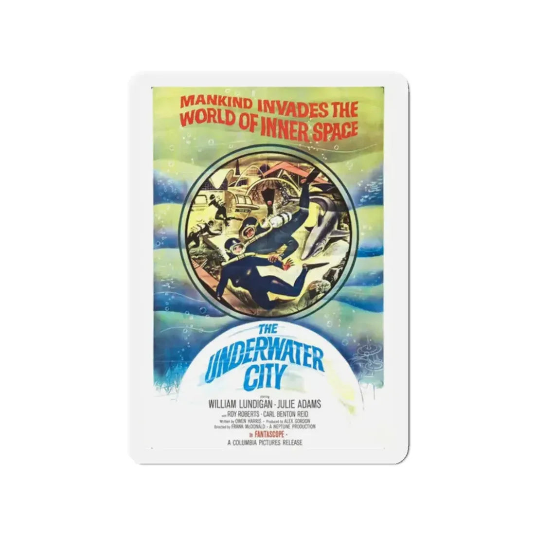 THE UNDERWATER CITY 1962 Movie Poster - Refrigerator Magnet 2 Inch Die-Cut - The Sticker Space