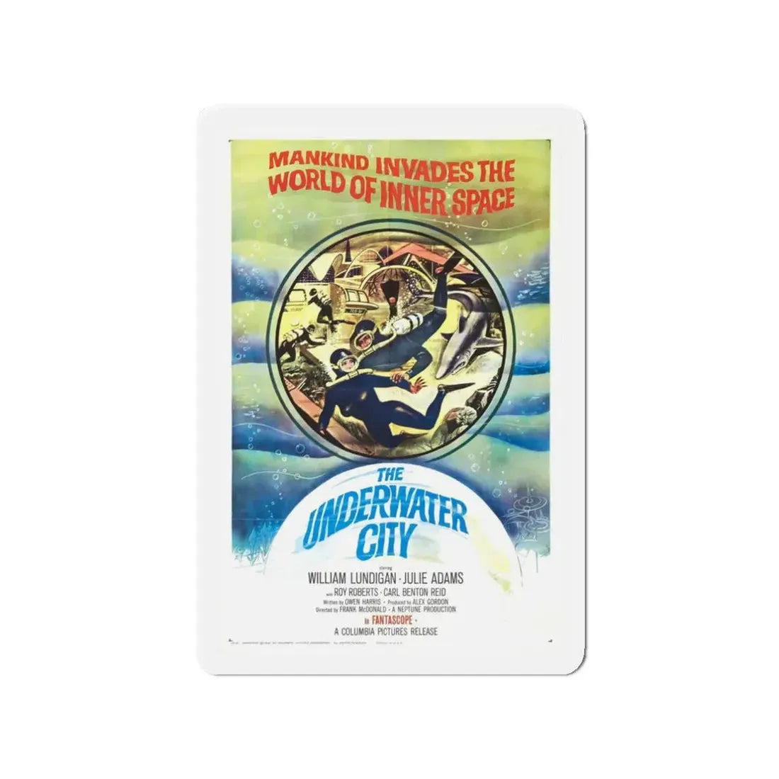 THE UNDERWATER CITY 1962 Movie Poster - Refrigerator Magnet 3 Inch Die-Cut - The Sticker Space