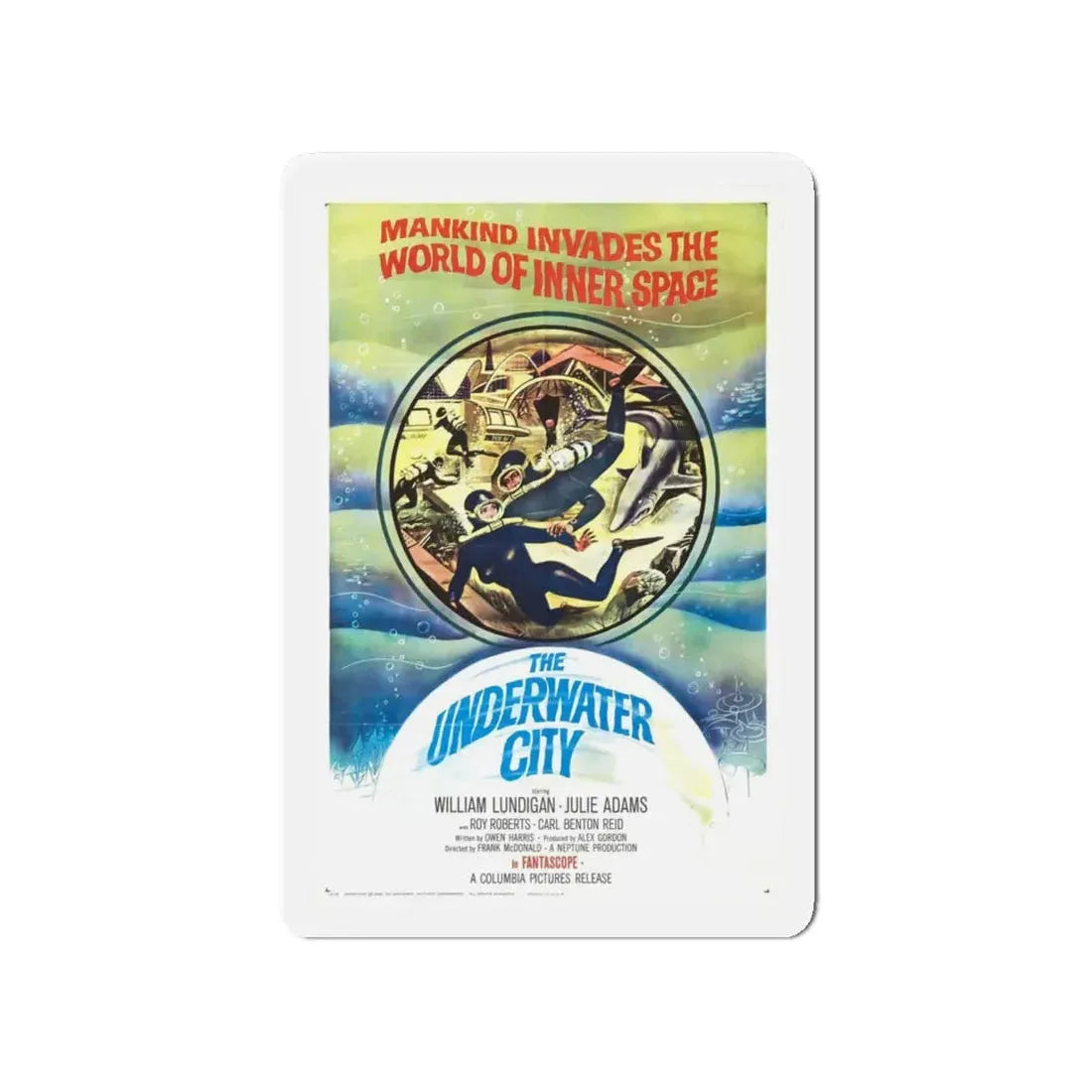 THE UNDERWATER CITY 1962 Movie Poster - Refrigerator Magnet 4 Inch Die-Cut - The Sticker Space