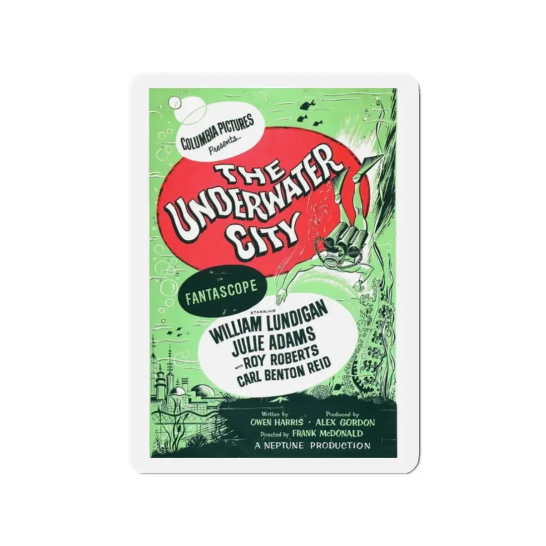 THE UNDERWATER CITY (2) 1962 Movie Poster - Refrigerator Magnet 2 Inch Die-Cut - The Sticker Space