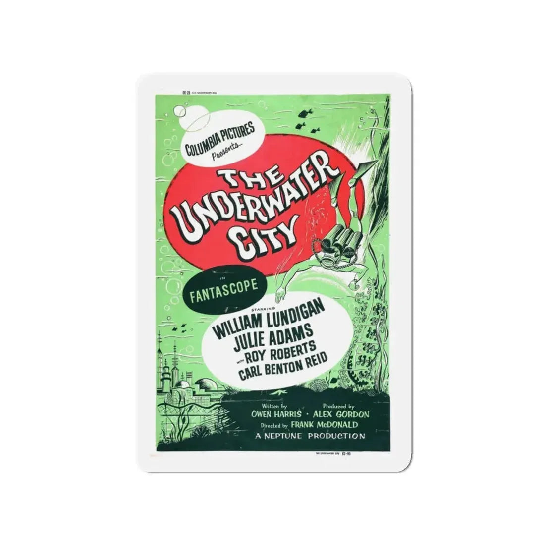 THE UNDERWATER CITY (2) 1962 Movie Poster - Refrigerator Magnet 3 Inch Die-Cut - The Sticker Space