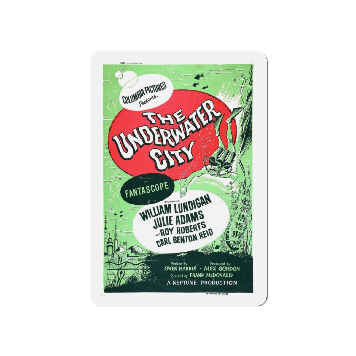 THE UNDERWATER CITY (2) 1962 Movie Poster - Refrigerator Magnet-4" x 4"-The Sticker Space