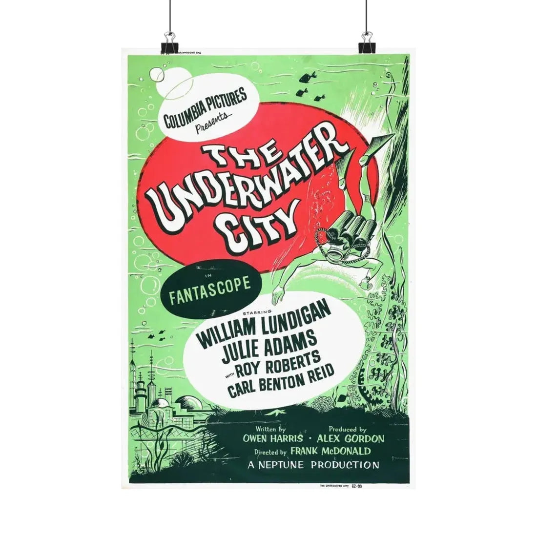 THE UNDERWATER CITY (2) 1962 - Paper Movie Poster 12″ x 18″ Matte - The Sticker Space