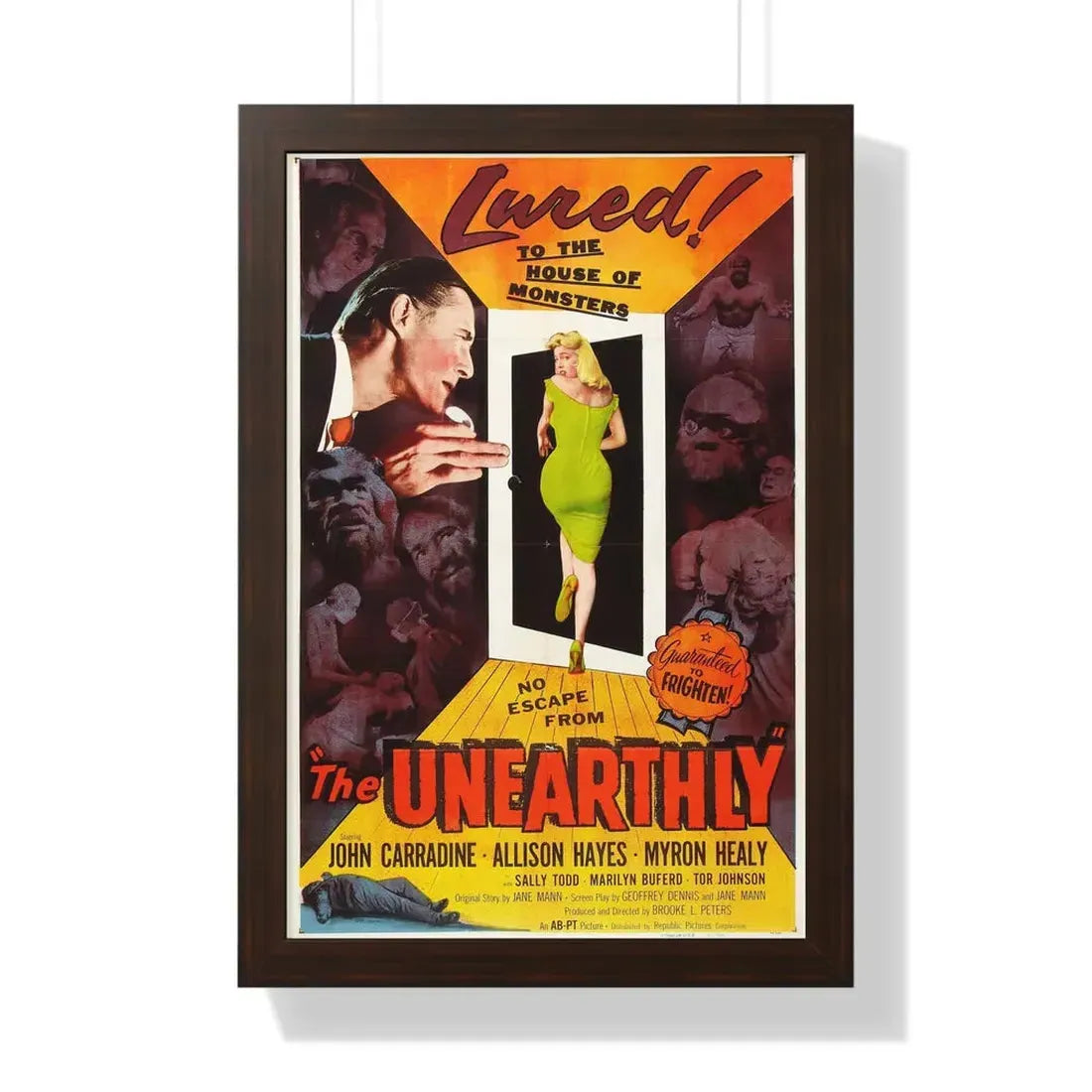 THE UNEARTHLY 1957 - Framed Movie Poster 16″ x 24″ Walnut - The Sticker Space