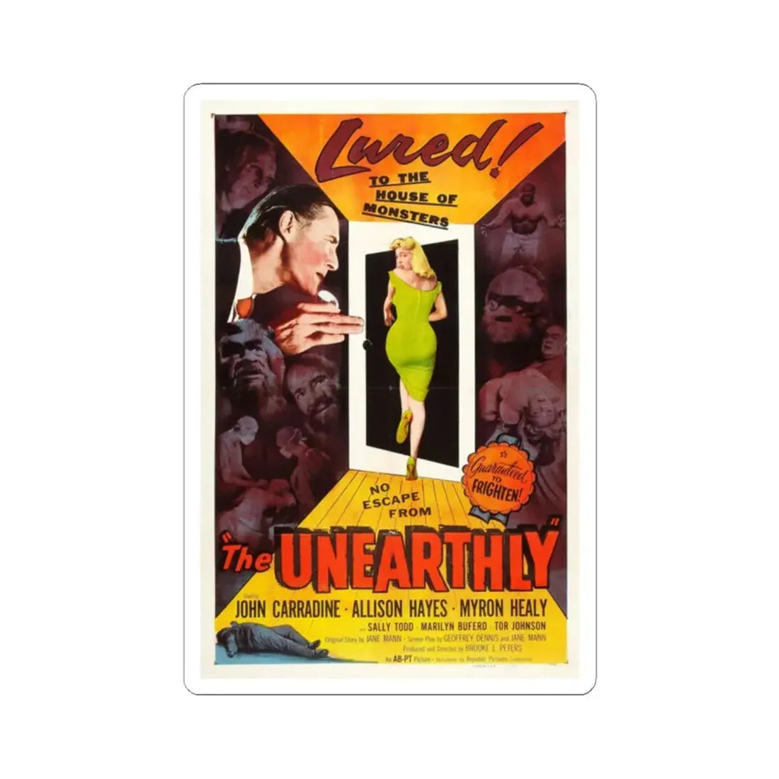 THE UNEARTHLY 1957 Movie Poster - STICKER Vinyl Kiss-Cut Decal 2 Inch White - The Sticker Space