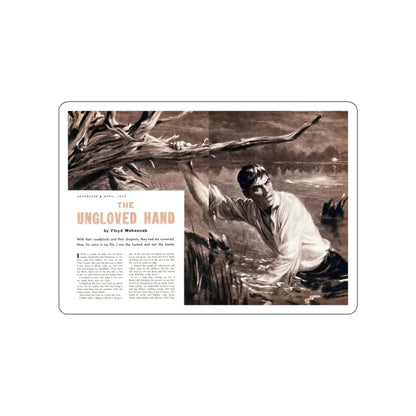 The Ungloved Hand, Adventure magazine, April 1953 (Magazine Illustration) STICKER Vinyl Die-Cut Decal White Die-Cut 3 Inch - The Sticker Space
