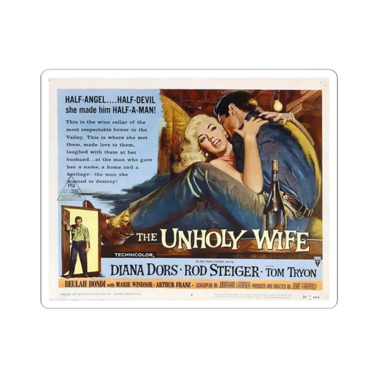 The Unholy Wife 1957 Movie Poster - STICKER Vinyl Kiss-Cut Decal 2 Inch White - The Sticker Space