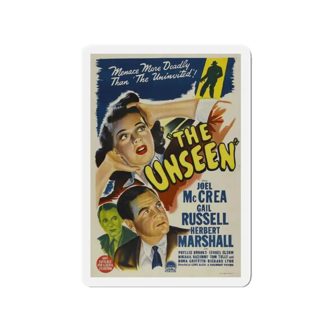 THE UNSEEN 1945 Movie Poster - Refrigerator Magnet 3 Inch Die-Cut - The Sticker Space