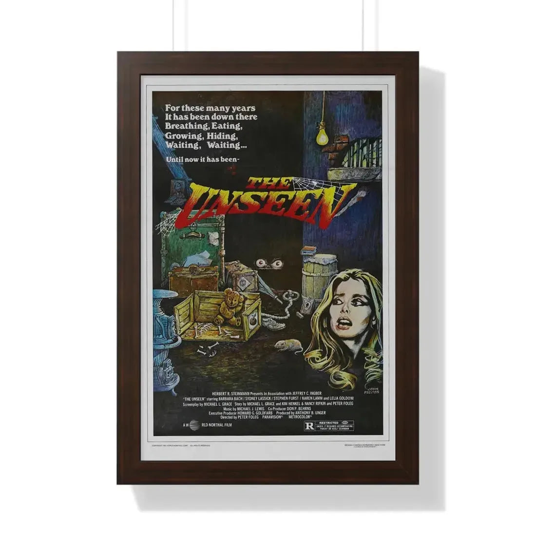 THE UNSEEN 1980 - Framed Movie Poster 16″ x 24″ Walnut - The Sticker Space