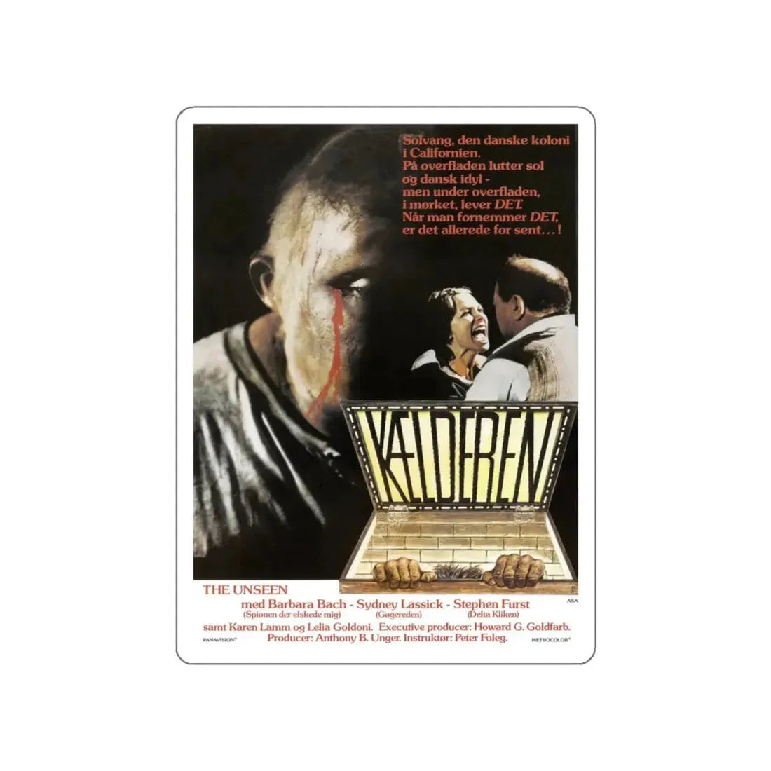 THE UNSEEN (DANISH) 1980 Movie Poster STICKER Vinyl Die-Cut Decal 4 Inch - The Sticker Space