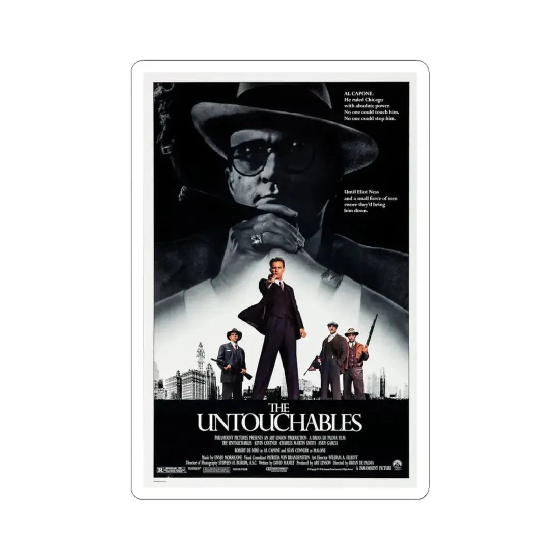 The Untouchables 1987 Movie Poster - STICKER Vinyl Kiss-Cut Decal 3 Inch White - The Sticker Space