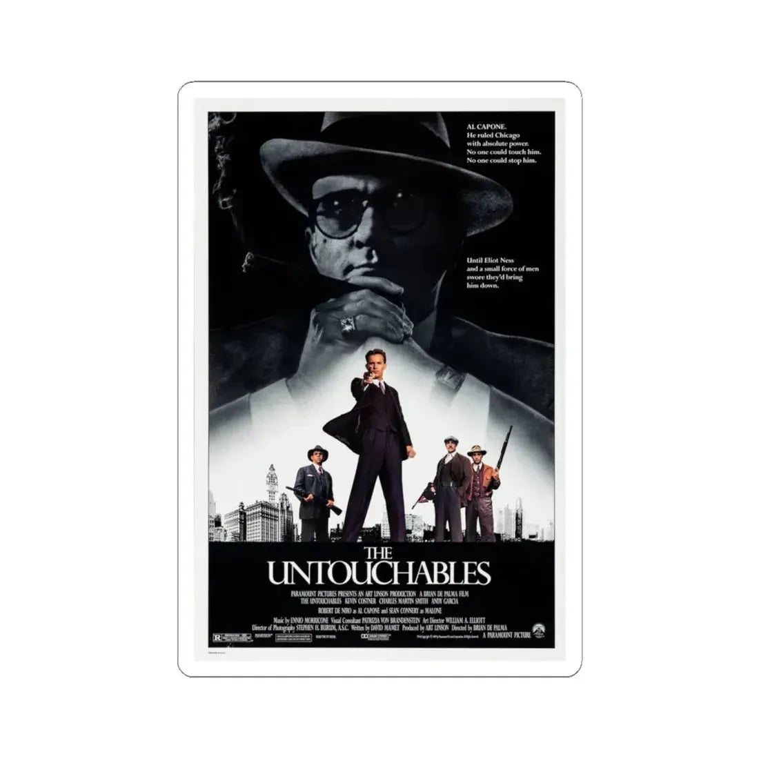 The Untouchables 1987 Movie Poster - STICKER Vinyl Kiss-Cut Decal 6 Inch White - The Sticker Space