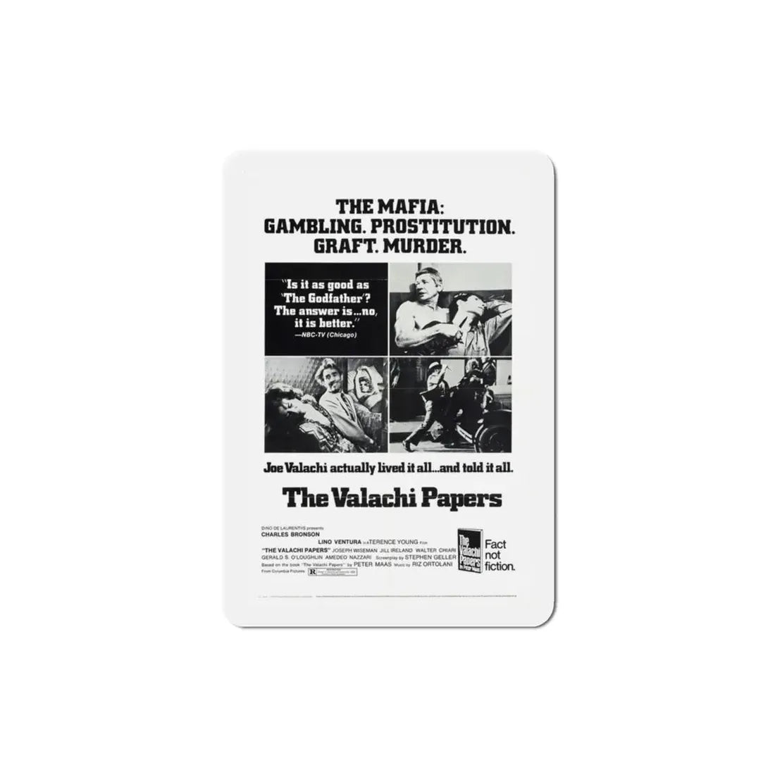 The Valachi Papers 1972 Movie Poster Refrigerator Magnet 3 Inch - The Sticker Space