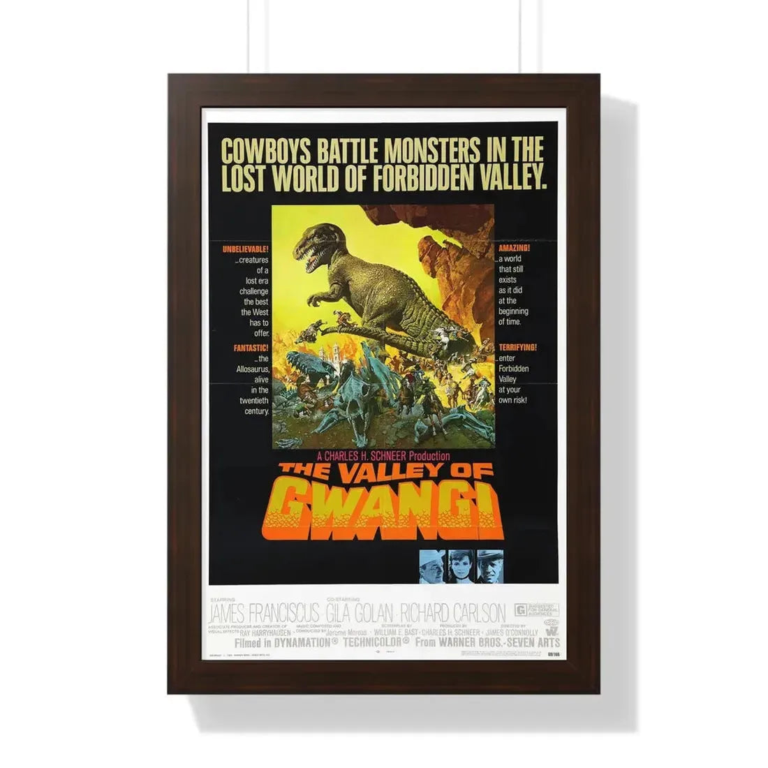 THE VALLEY OF GWANGI 1969 - Framed Movie Poster 16″ x 24″ Walnut - The Sticker Space