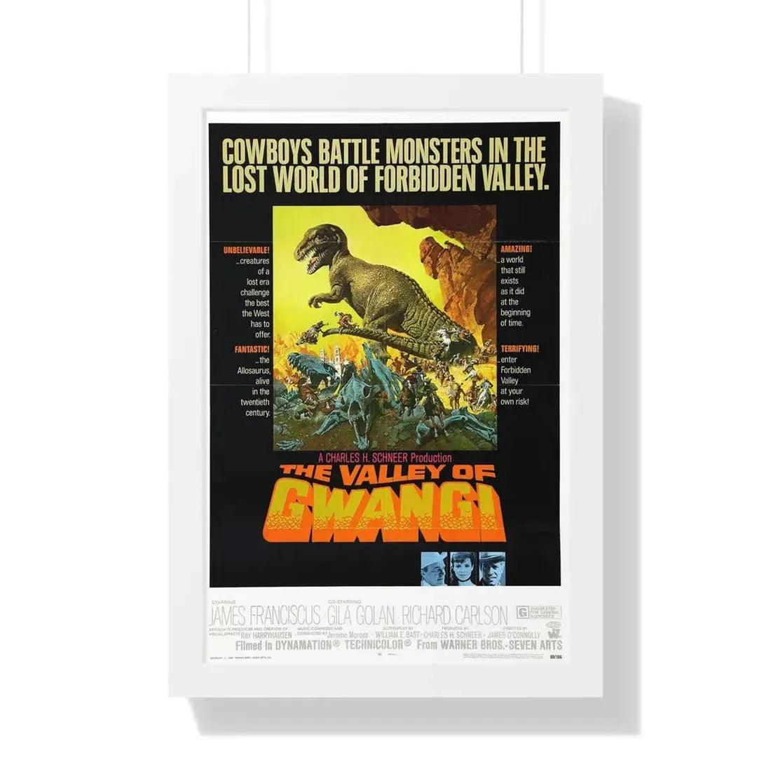 THE VALLEY OF GWANGI 1969 - Framed Movie Poster 16″ x 24″ White - The Sticker Space