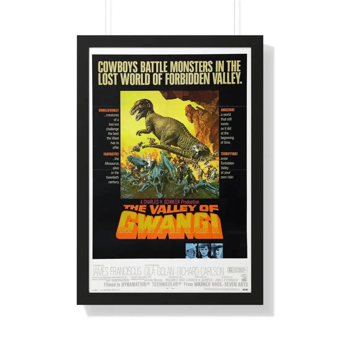 THE VALLEY OF GWANGI 1969 - Framed Movie Poster 20" x 30" Black - The Sticker Space