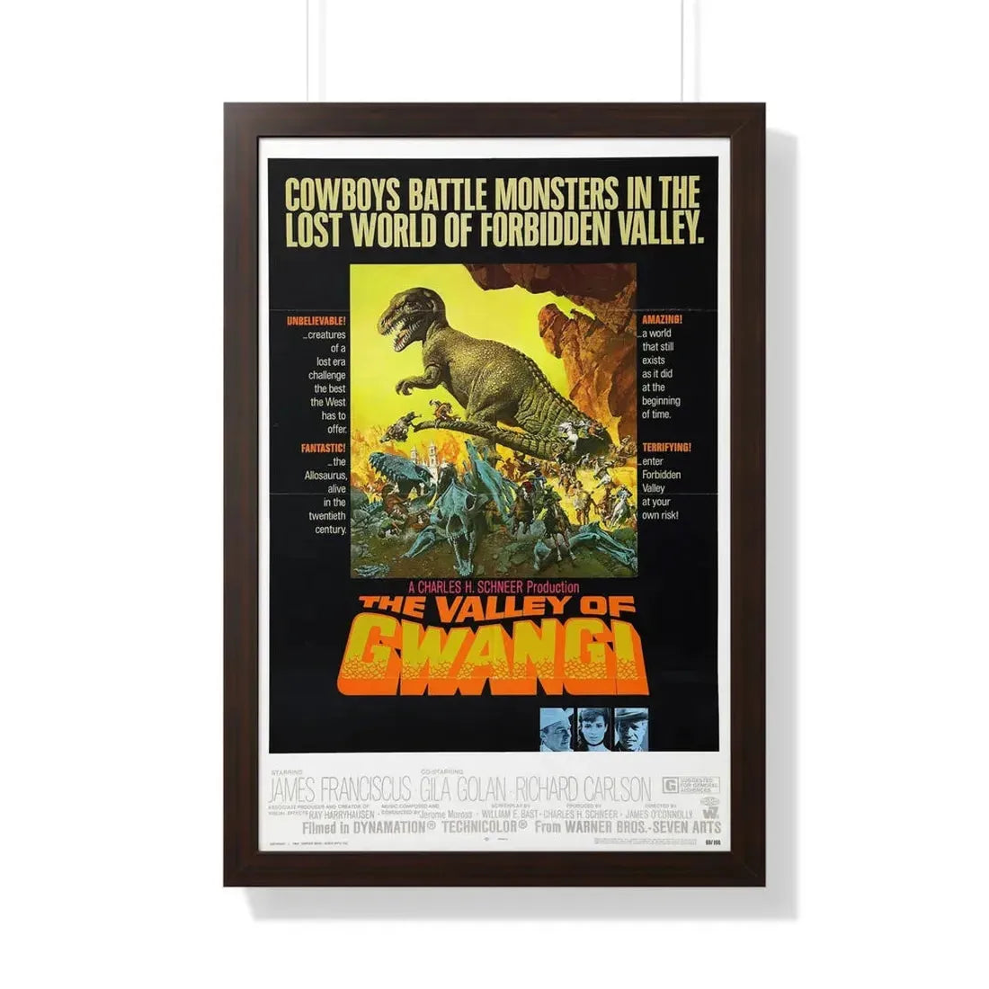 THE VALLEY OF GWANGI 1969 - Framed Movie Poster 20" x 30" Walnut - The Sticker Space