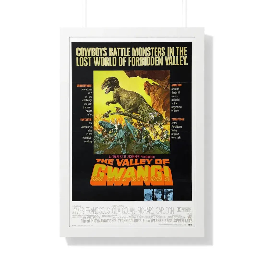 THE VALLEY OF GWANGI 1969 - Framed Movie Poster 20" x 30" White - The Sticker Space