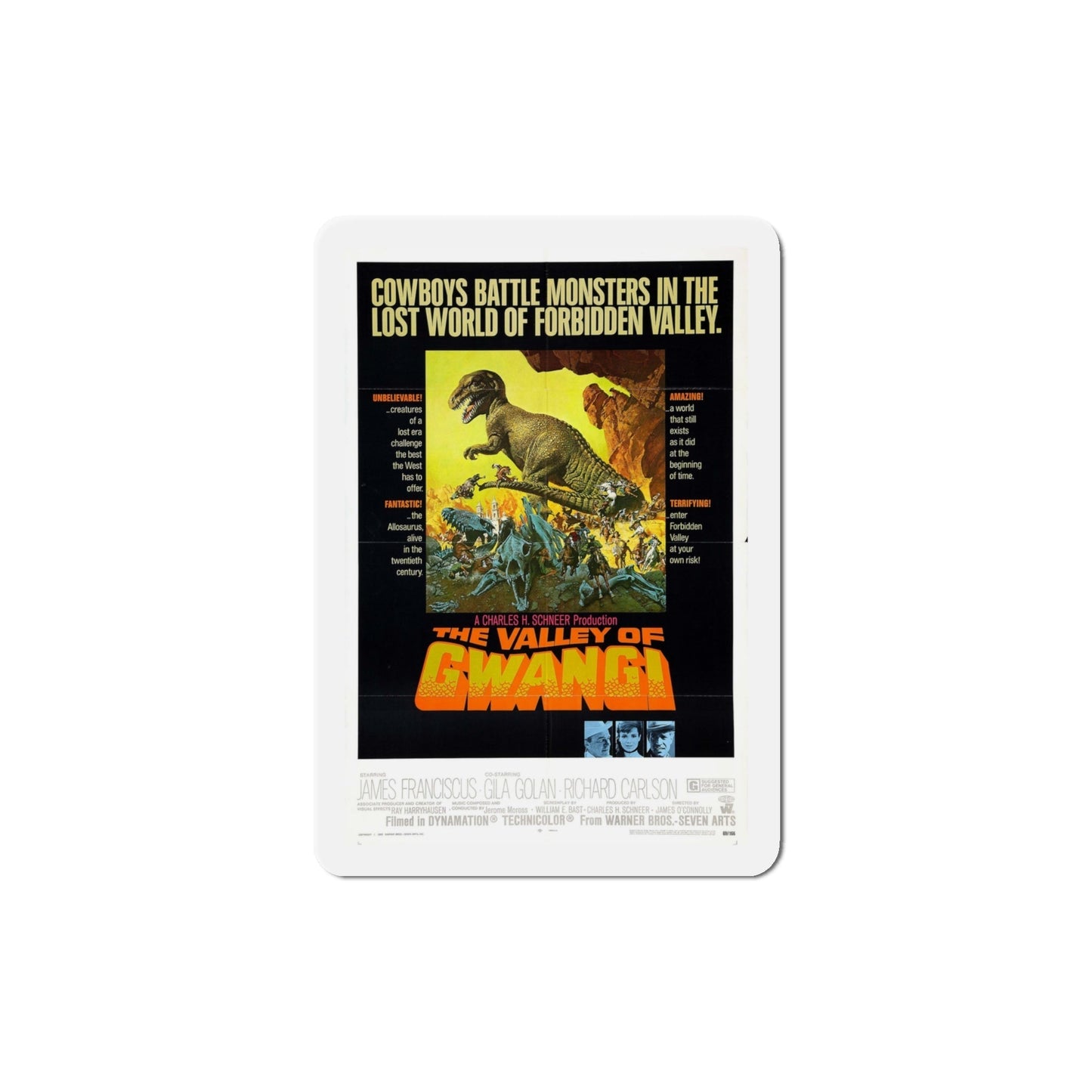 The Valley of Gwangi 1969 Movie Poster Die-Cut Magnet-4 Inch-The Sticker Space