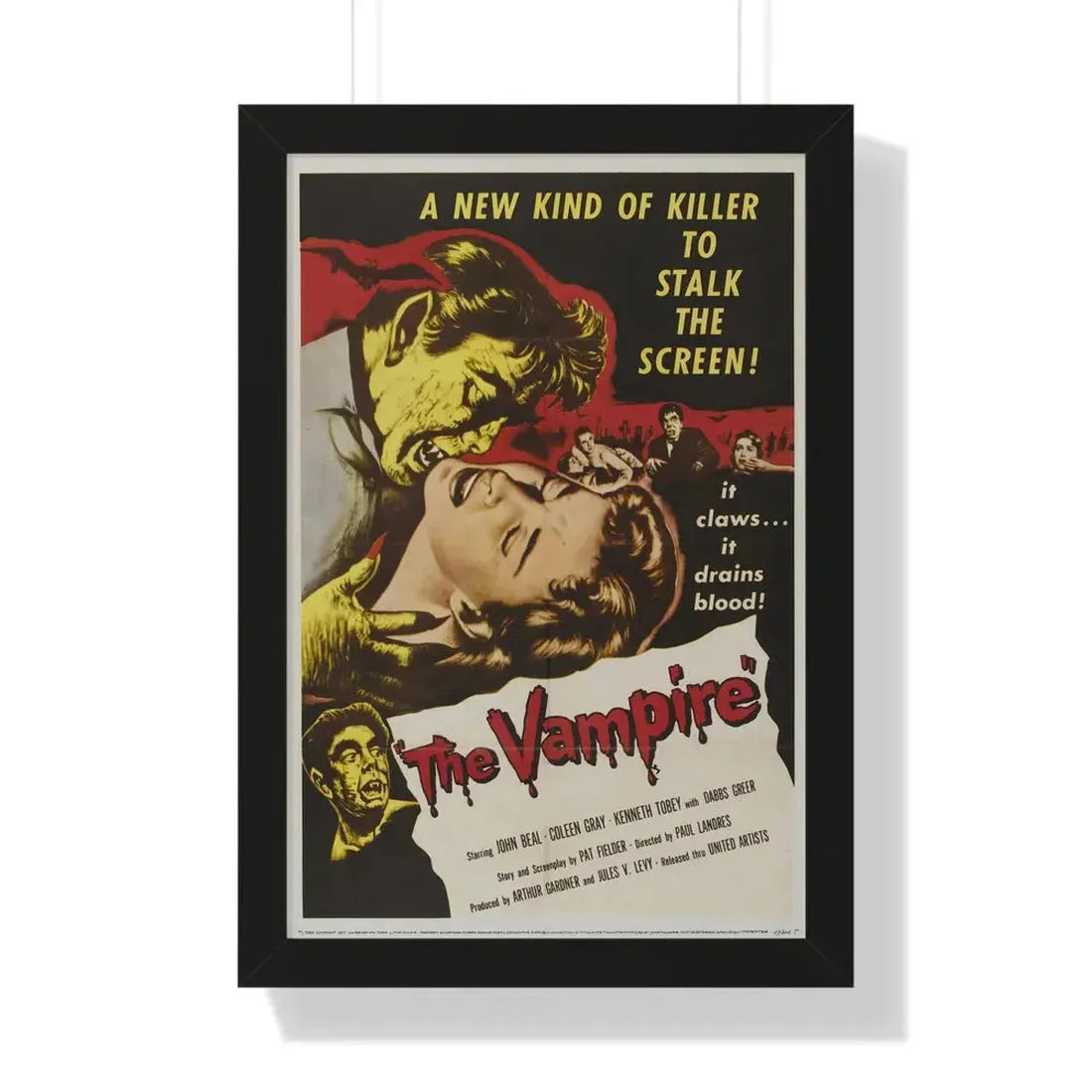 THE VAMPIRE 1957 - Framed Movie Poster 16″ x 24″ Black - The Sticker Space