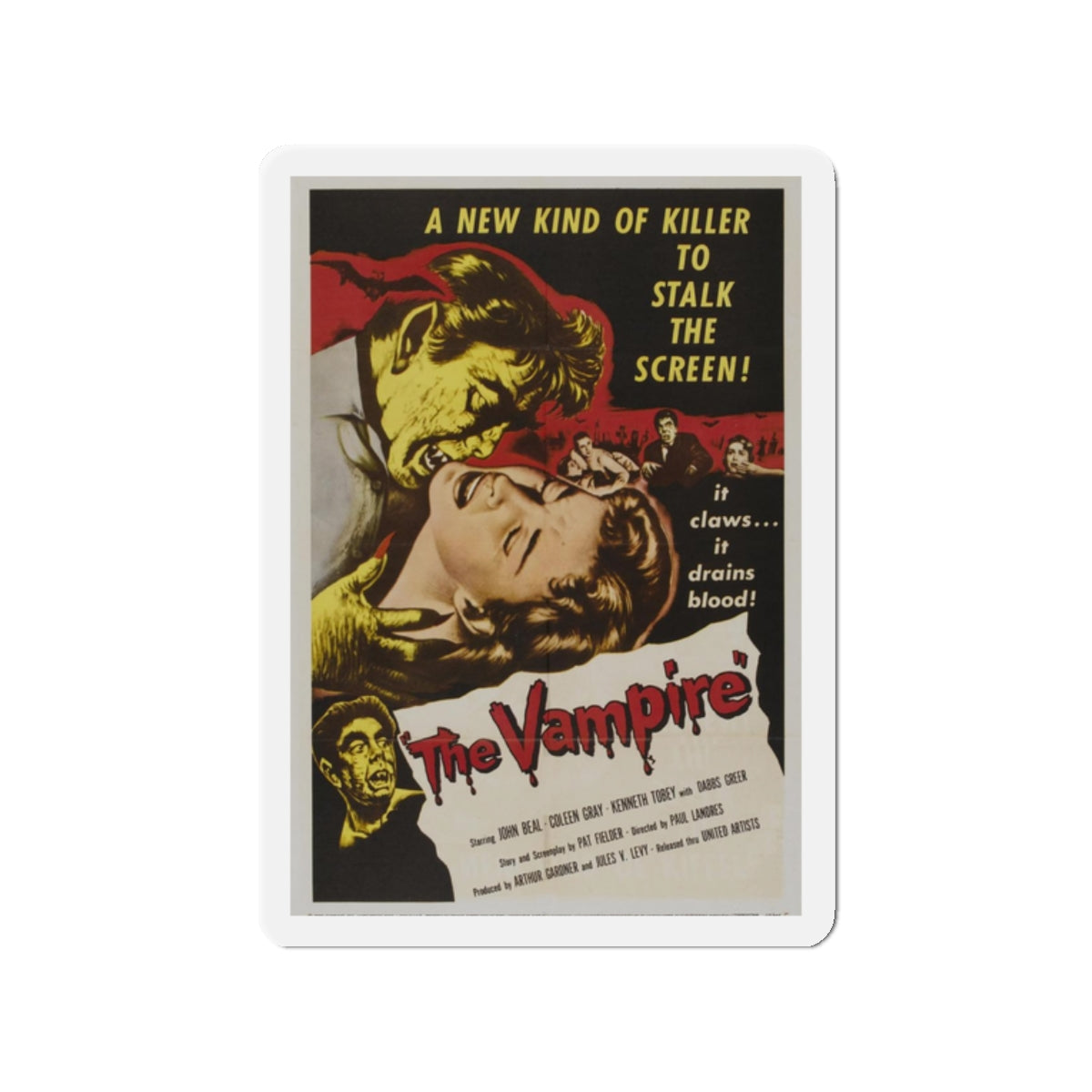 THE VAMPIRE 1957 Movie Poster - Refrigerator Magnet-2" x 2"-The Sticker Space