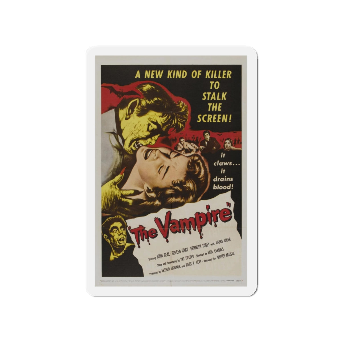 THE VAMPIRE 1957 Movie Poster - Refrigerator Magnet-3" x 3"-The Sticker Space