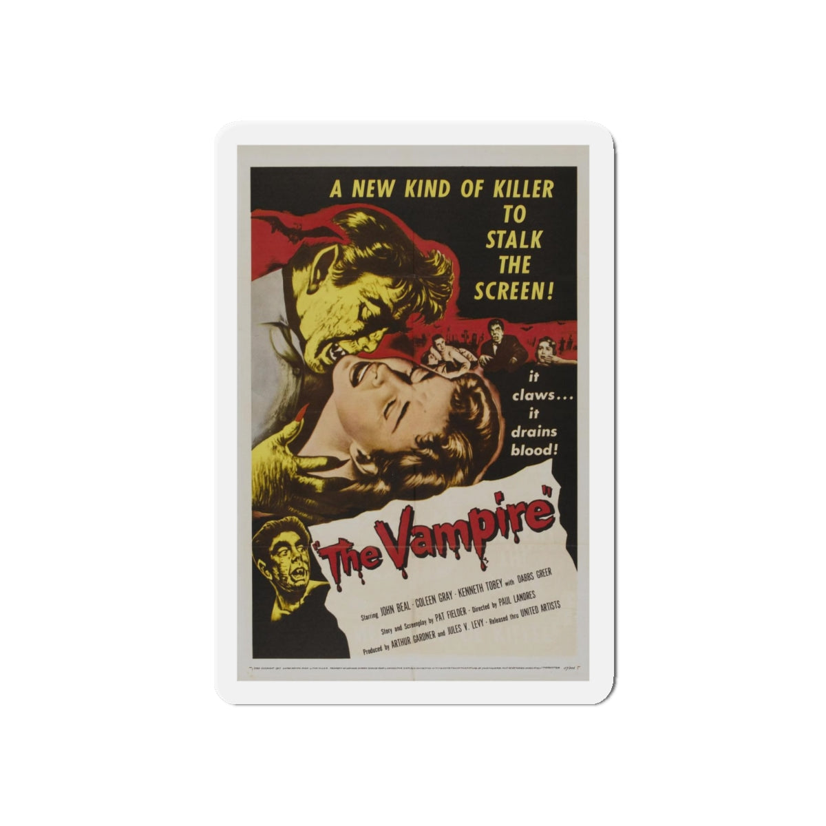 THE VAMPIRE 1957 Movie Poster - Refrigerator Magnet-5" x 5"-The Sticker Space