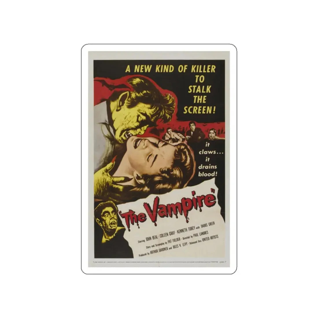 THE VAMPIRE 1957 Movie Poster STICKER Vinyl Die-Cut Decal 2 Inch - The Sticker Space
