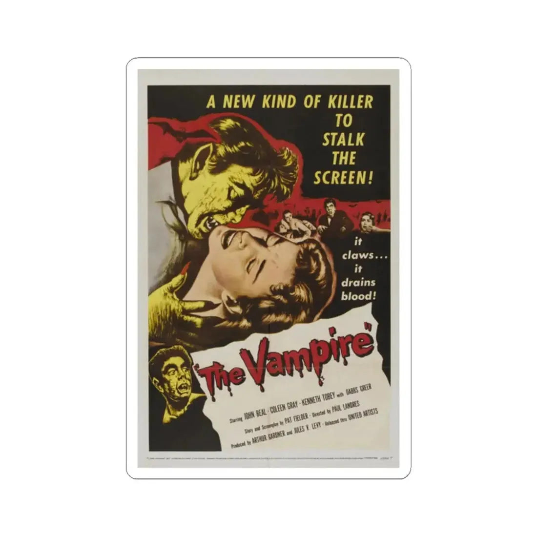 THE VAMPIRE 1957 Movie Poster - STICKER Vinyl Kiss-Cut Decal 2 Inch White - The Sticker Space