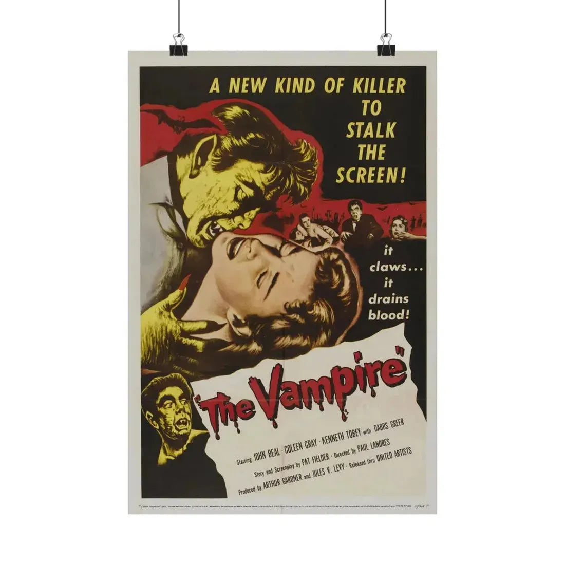 THE VAMPIRE 1957 - Paper Movie Poster 12″ x 18″ Matte - The Sticker Space