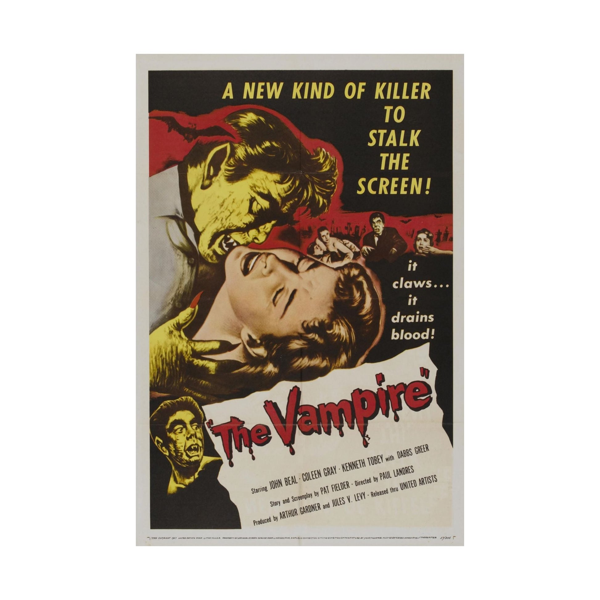 THE VAMPIRE 1957 - Paper Movie Poster-The Sticker Space