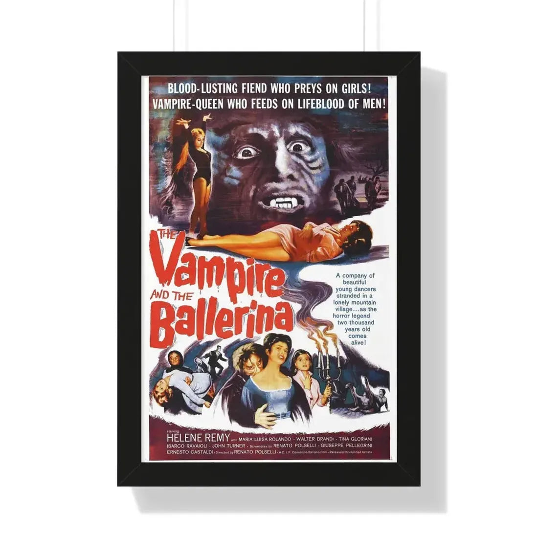 THE VAMPIRE AND THE BALLERINA 1960 - Framed Movie Poster 16″ x 24″ Black - The Sticker Space