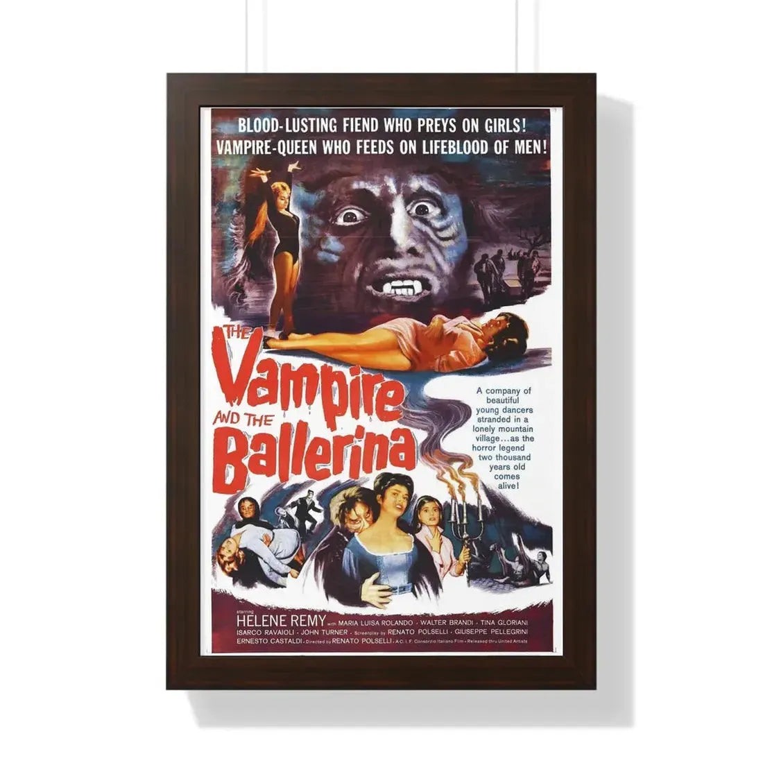 THE VAMPIRE AND THE BALLERINA 1960 - Framed Movie Poster 16″ x 24″ Walnut - The Sticker Space