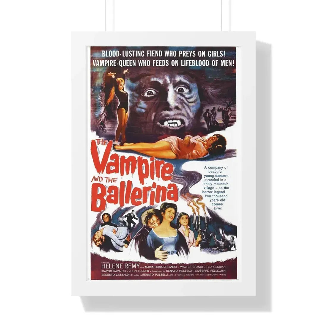 THE VAMPIRE AND THE BALLERINA 1960 - Framed Movie Poster 16″ x 24″ White - The Sticker Space