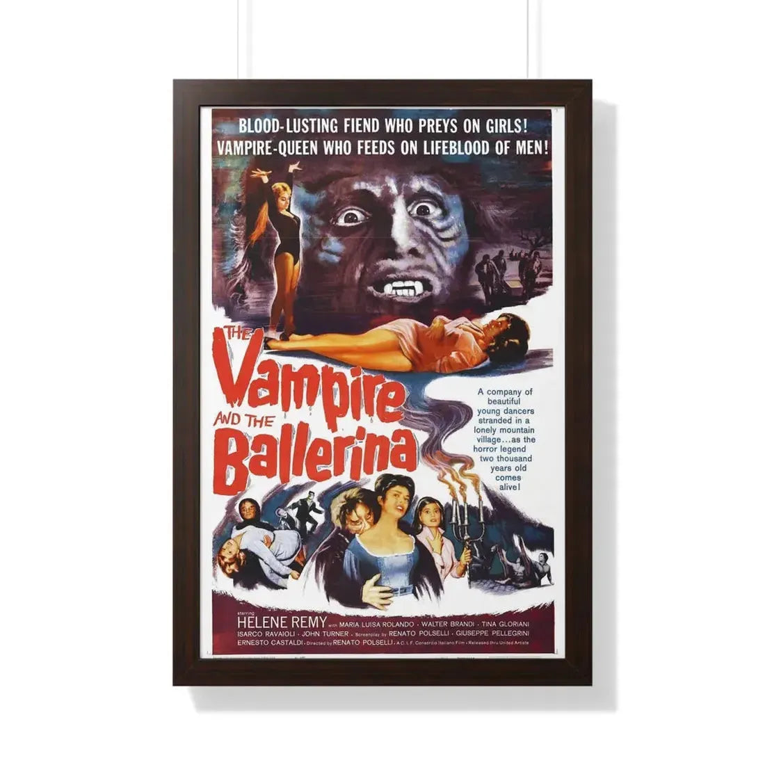 THE VAMPIRE AND THE BALLERINA 1960 - Framed Movie Poster 20" x 30" Walnut - The Sticker Space