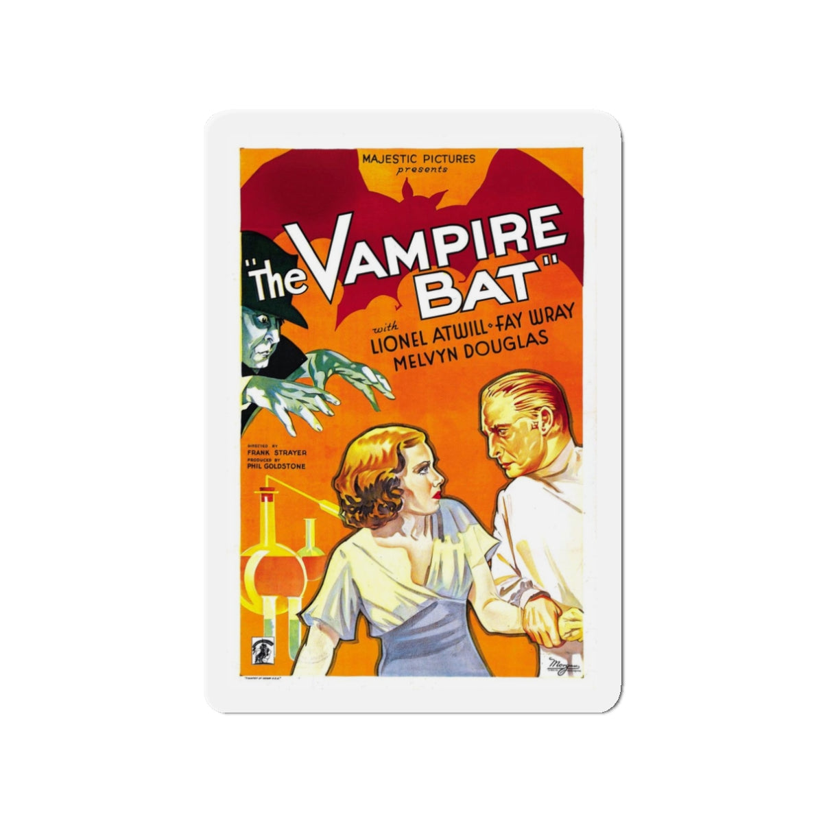 THE VAMPIRE BAT 1933 Movie Poster - Refrigerator Magnet-3" x 3"-The Sticker Space