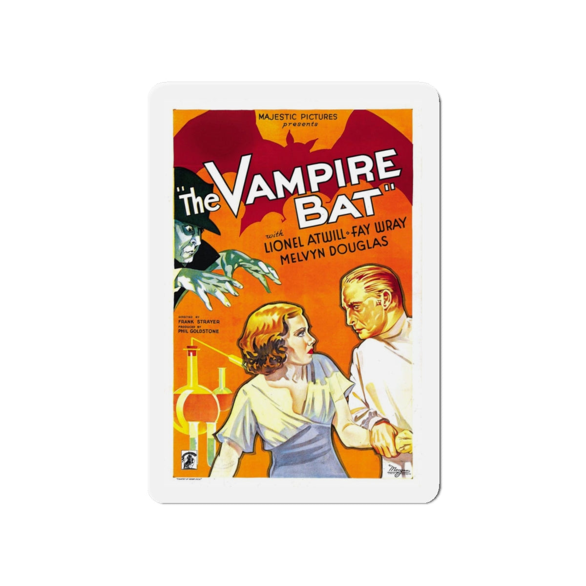 THE VAMPIRE BAT 1933 Movie Poster - Refrigerator Magnet-4" x 4"-The Sticker Space