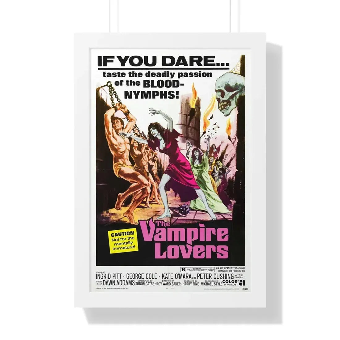 THE VAMPIRE LOVERS 1970 - Framed Movie Poster 16″ x 24″ White - The Sticker Space