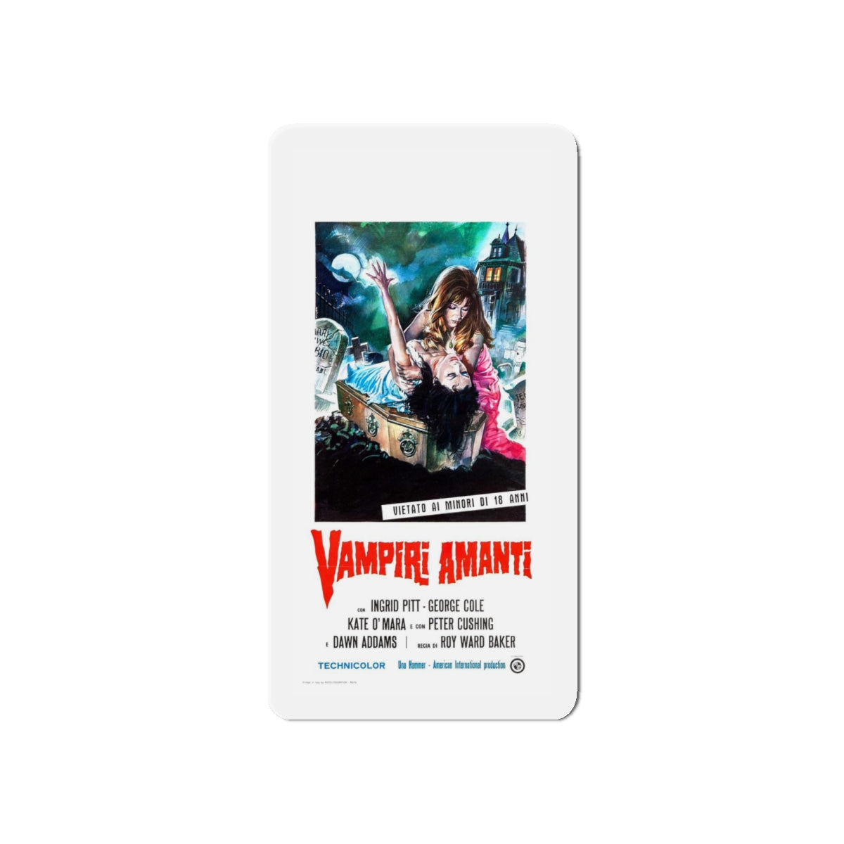 THE VAMPIRE LOVERS (ITALIAN) 1970 Movie Poster - Refrigerator Magnet-5" x 5"-The Sticker Space