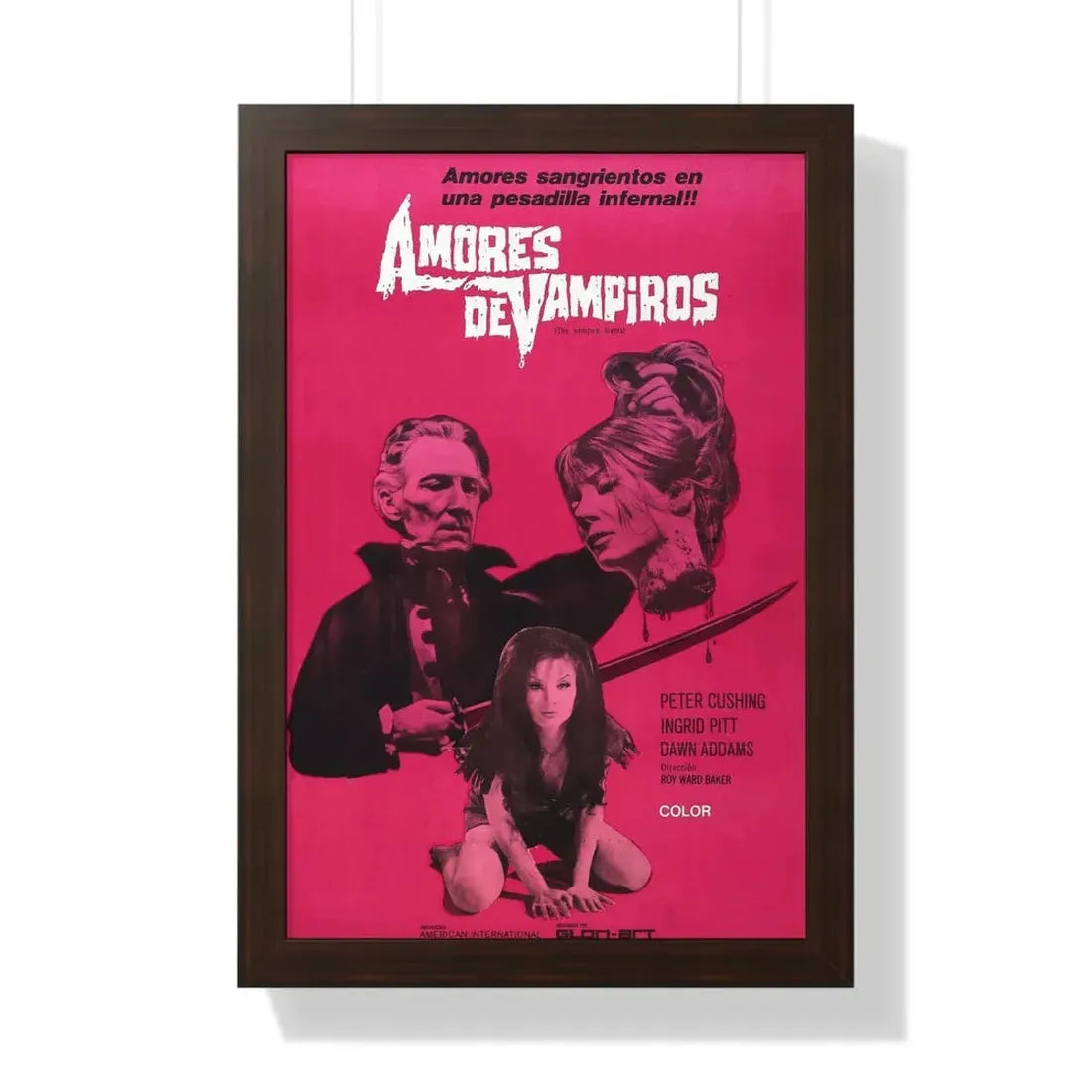 THE VAMPIRE LOVERS (SPANISH) 1970 - Framed Movie Poster 16″ x 24″ Walnut - The Sticker Space