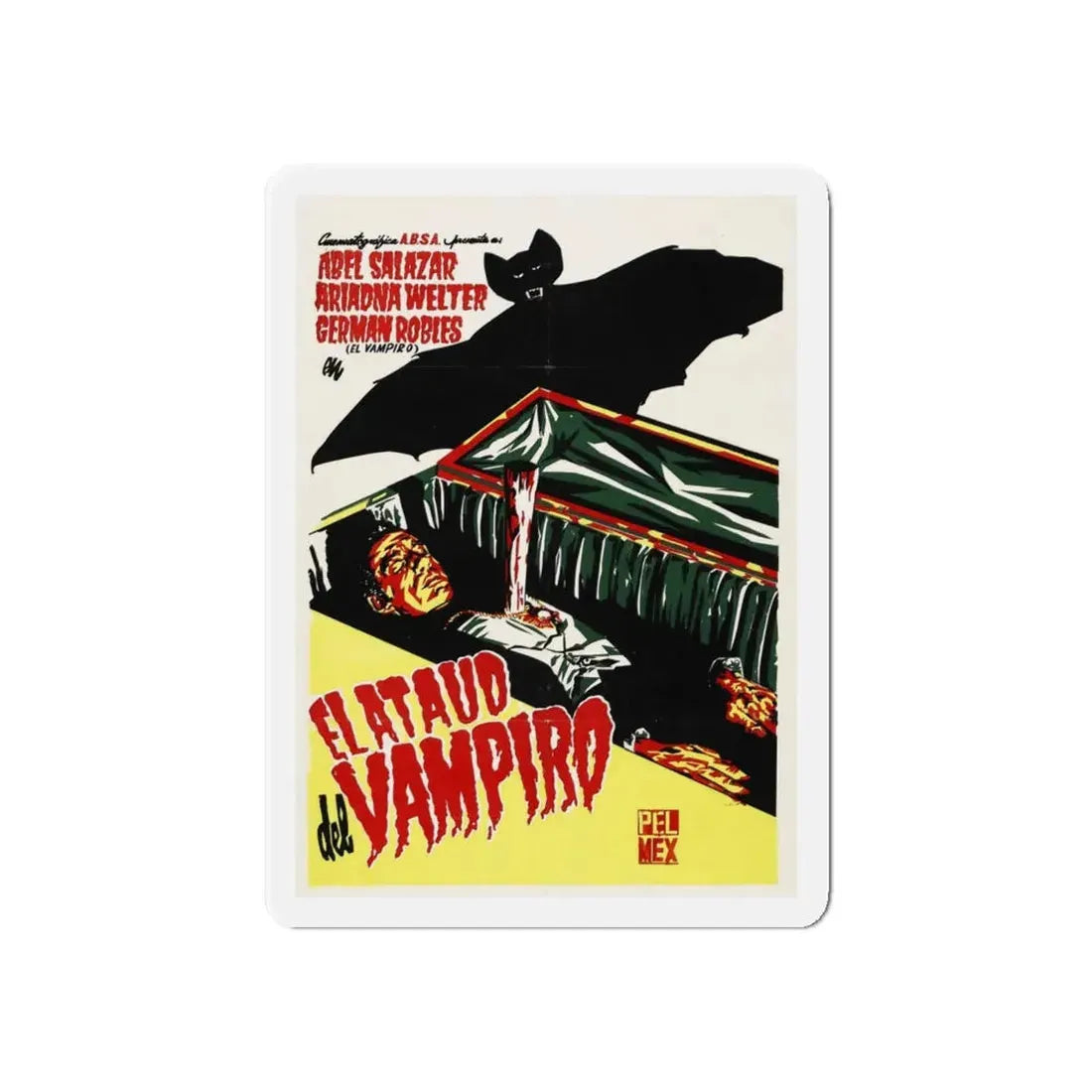 THE VAMPIRE'S COFFIN 1958 Movie Poster - Refrigerator Magnet 6 Inch Die-Cut - The Sticker Space