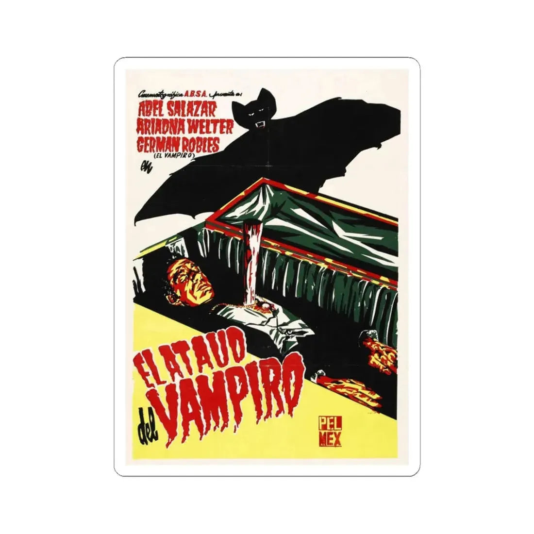 THE VAMPIRE'S COFFIN 1958 Movie Poster - STICKER Vinyl Kiss-Cut Decal 3 Inch White - The Sticker Space