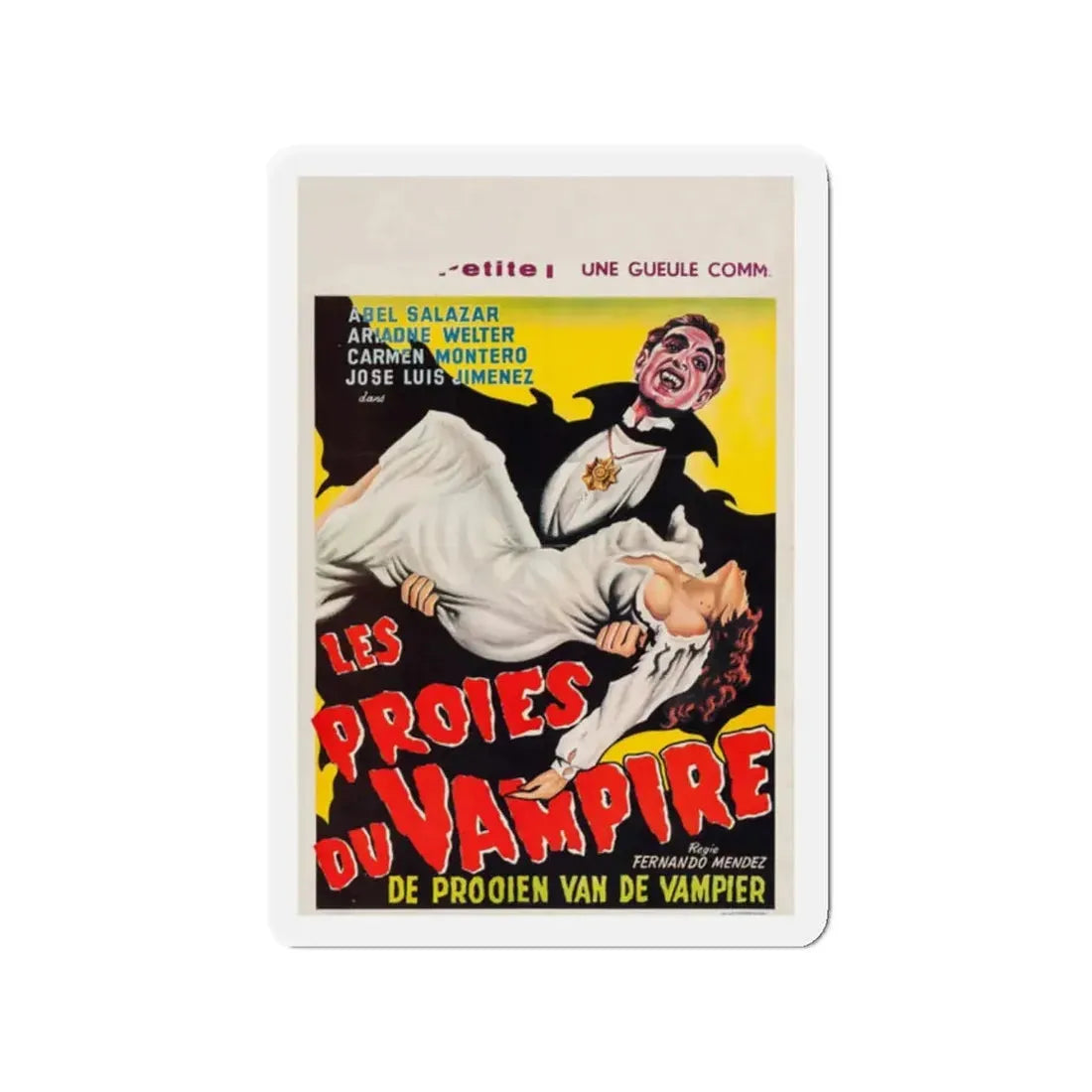 THE VAMPIRE'S COFFIN (BELGIAN) 1958 Movie Poster - Refrigerator Magnet 2 Inch Die-Cut - The Sticker Space