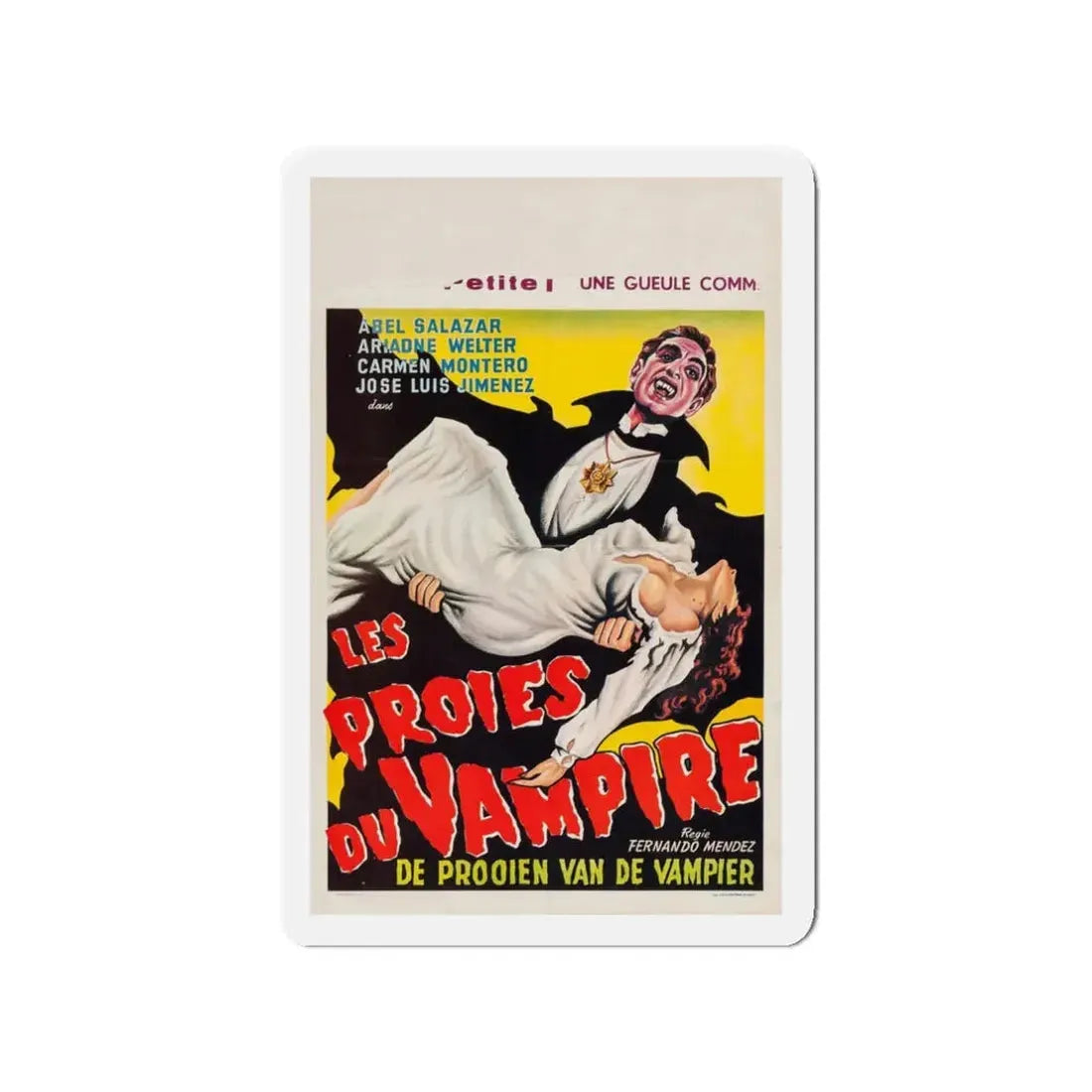 THE VAMPIRE'S COFFIN (BELGIAN) 1958 Movie Poster - Refrigerator Magnet 3 Inch Die-Cut - The Sticker Space