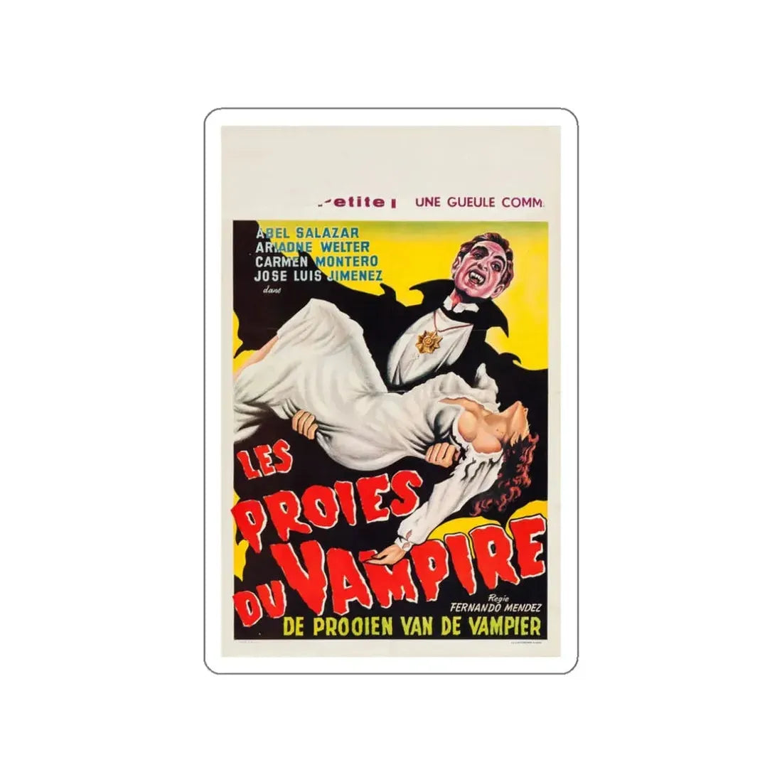 THE VAMPIRE'S COFFIN (BELGIAN) 1958 Movie Poster STICKER Vinyl Die-Cut Decal 3 Inch - The Sticker Space