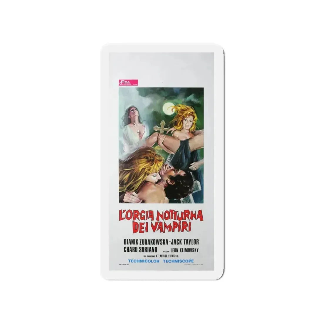 THE VAMPIRE'S NIGHT ORGY (ITALIAN) 1973 Movie Poster - Refrigerator Magnet 3 Inch Die-Cut - The Sticker Space