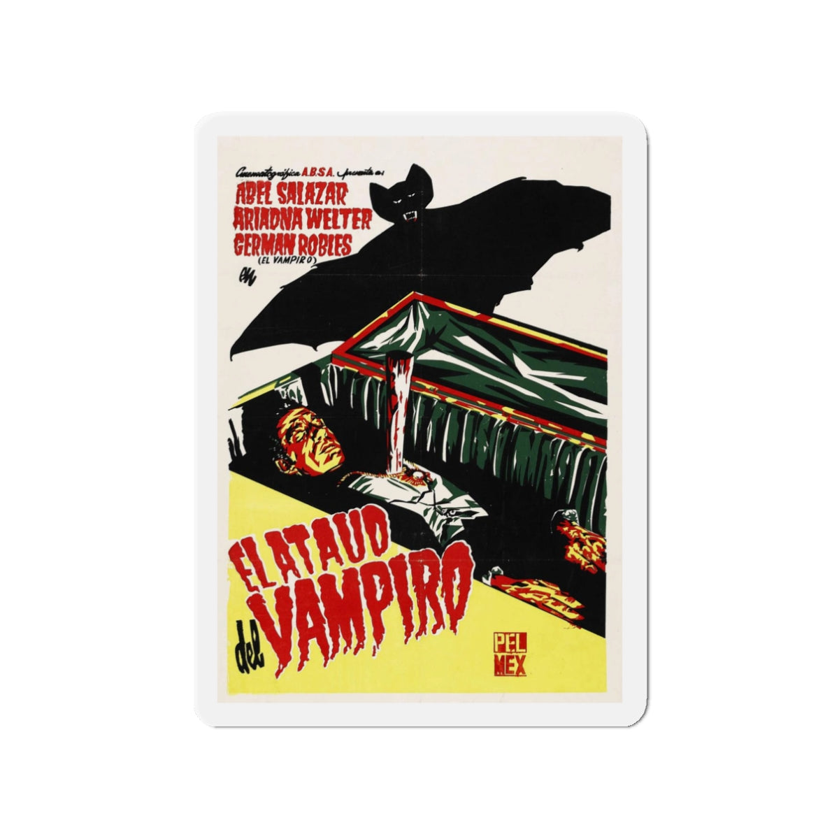 THE VAMPIRE'S COFFIN 1958 Movie Poster - Refrigerator Magnet-3" x 3"-The Sticker Space